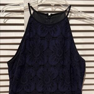 Banana Republic Navy and Black Lace Halter Dress